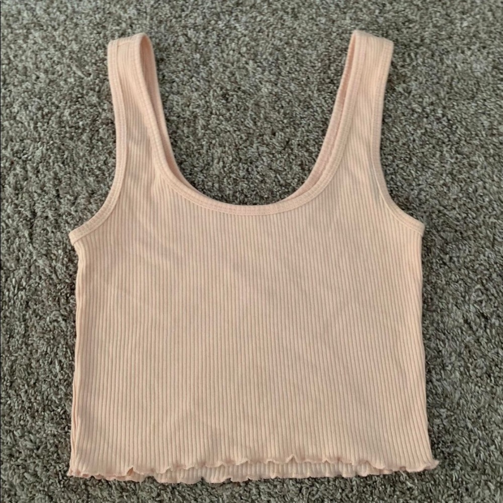 Forever 21 Ribbed Pale Pink Crop Tank Top